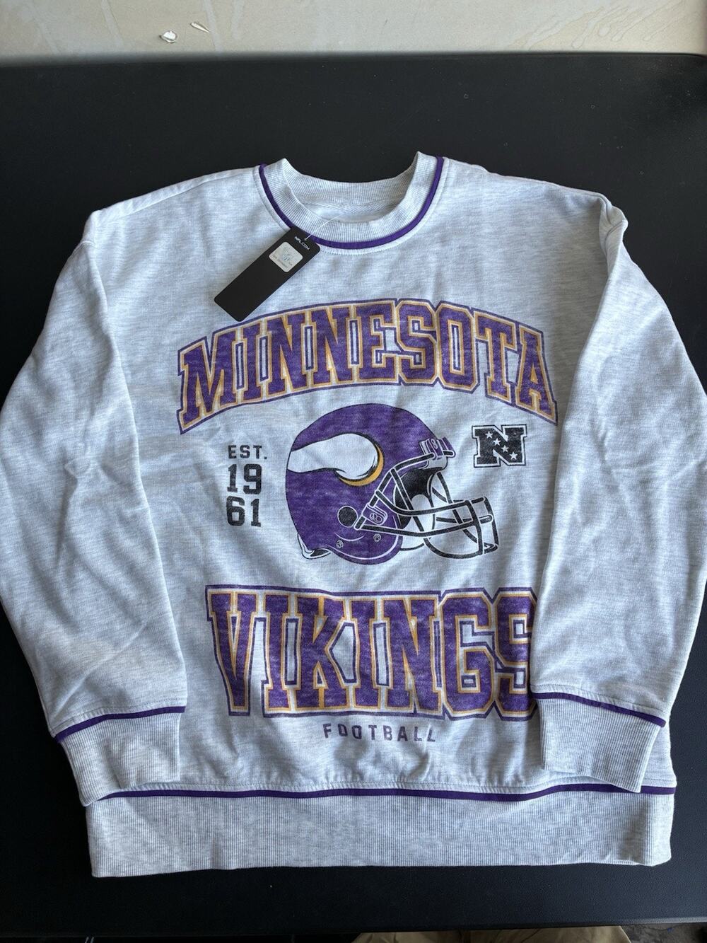 Vintage 90s Minnesota Vikings Sweatshirt Adult Grey Pullover NFL Sz M NWT